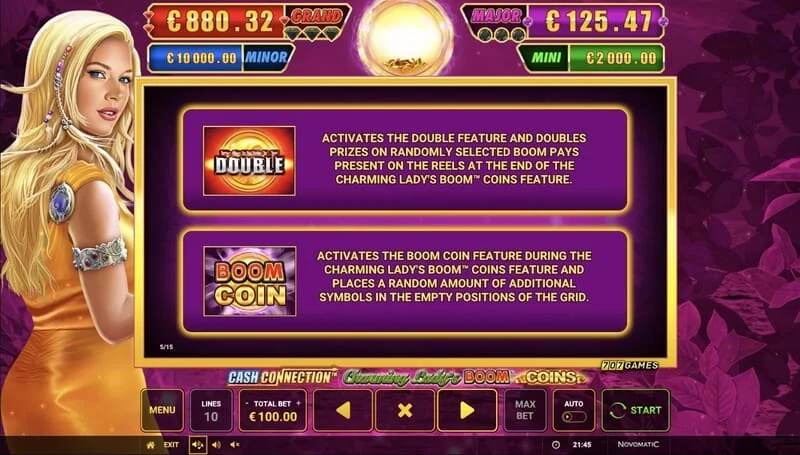 Cash Connection - Charming Lady's Boom Coins - Boom Coin yang melekat dengan pengganda